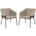 Kit 2 Poltronas Decorativas Base Aço Preto 7042 Linho Bege Dmobiliario