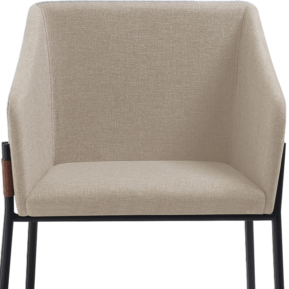 Kit 2 Poltronas Decorativas Base Aço Preto 7042 Linho Bege Dmobiliario