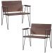 Kit 2 Poltronas Decorativas Base Aço Preto I04 Madeira Taeda Castanho Dmobiliario