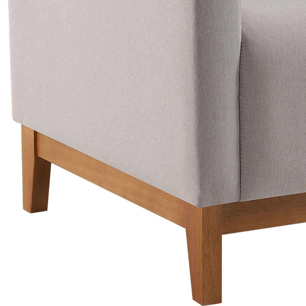 Kit 2 Poltronas Decorativas Base Madeira Mell 7046 Linho Bege Dmobiliario