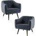 Kit 2 Poltronas Decorativas Base Tabaco 7015 Veludo Azul Marinho Dmobiliario