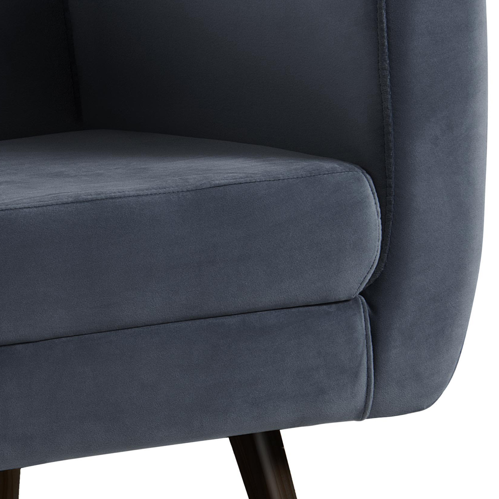 Kit 2 Poltronas Decorativas Base Tabaco 7015 Veludo Azul Marinho Dmobiliario