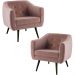 Kit 2 Poltronas Decorativas Base Tabaco 7015 Veludo Rosa Dmobiliario