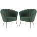 Kit 2 Poltronas Decorativas Pes Aço Dourado 7048 Veludo Verde Dmobiliario