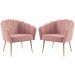 Kit 2 Poltronas Decorativas Pes Aço Dourado 7049 Veludo Rosa Dmobiliario