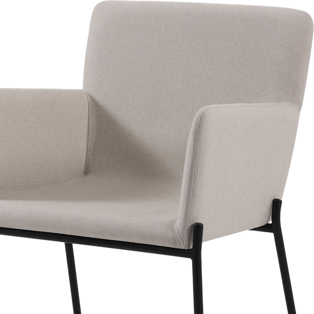 Kit 2 Poltronas Decorativas Pes Em Aço Preto 7051 Linho Bege Dmobiliario