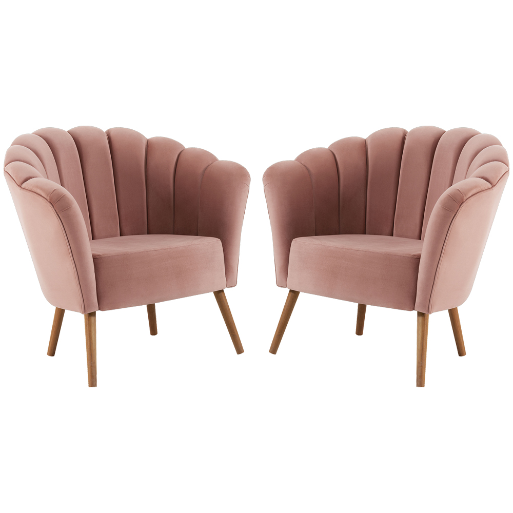 Kit 2 Poltronas Decorativas Pes Tauari 7048 Veludo Rosa Dmobiliario