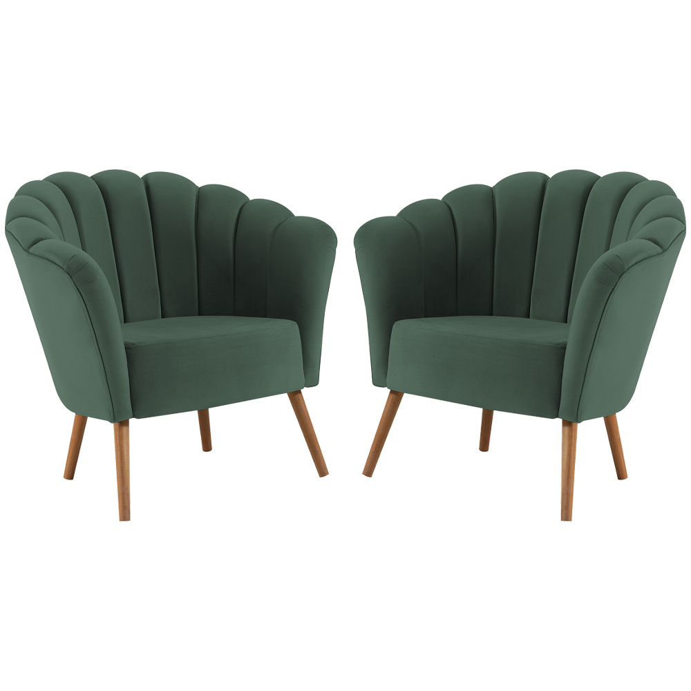 Kit 2 Poltronas Decorativas Pes Tauari 7048 Veludo Verde Dmobiliario