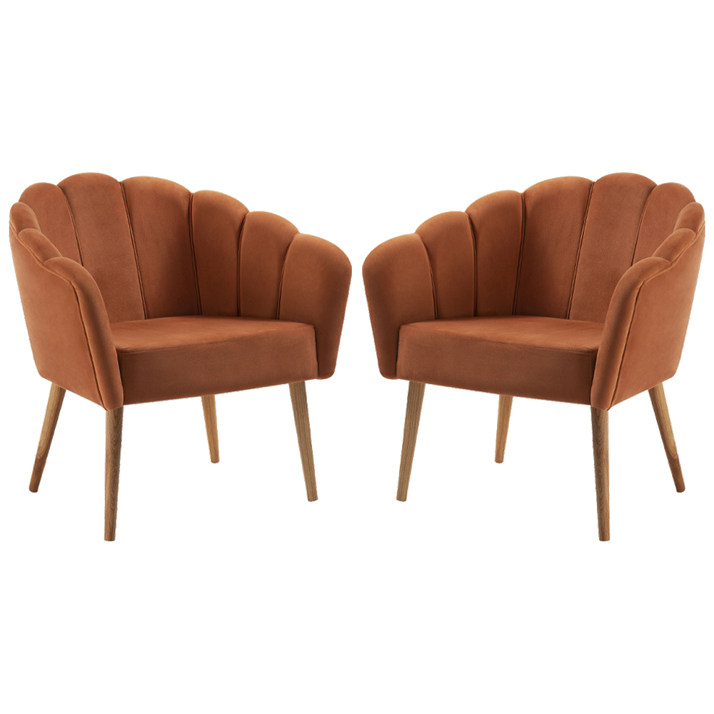 Kit 2 Poltronas Decorativas Pes Tauari 7049 Veludo Caramelo Dmobiliario