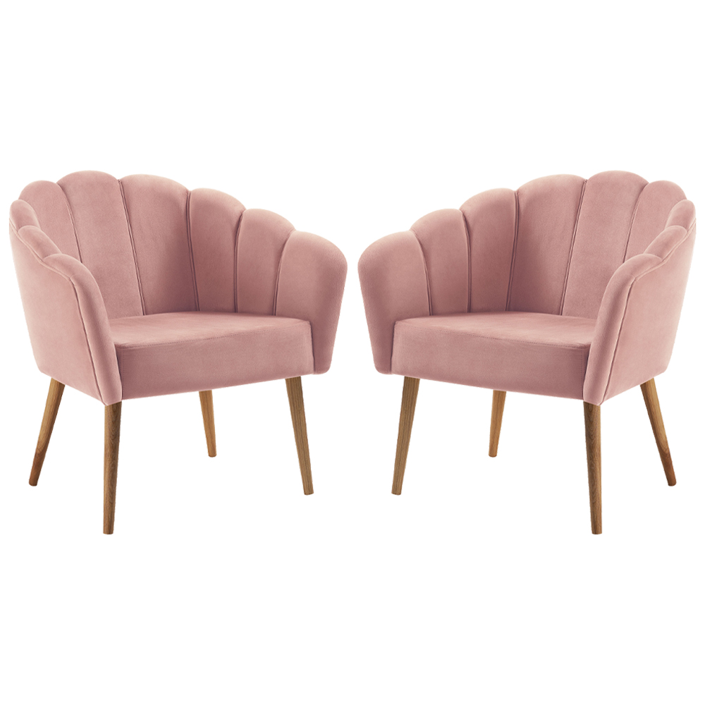 Kit 2 Poltronas Decorativas Pes Tauari 7049 Veludo Rosa Dmobiliario