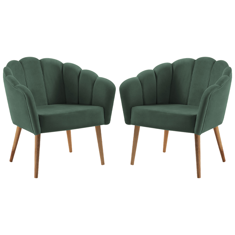 Kit 2 Poltronas Decorativas Pes Tauari 7049 Veludo Verde Dmobiliario