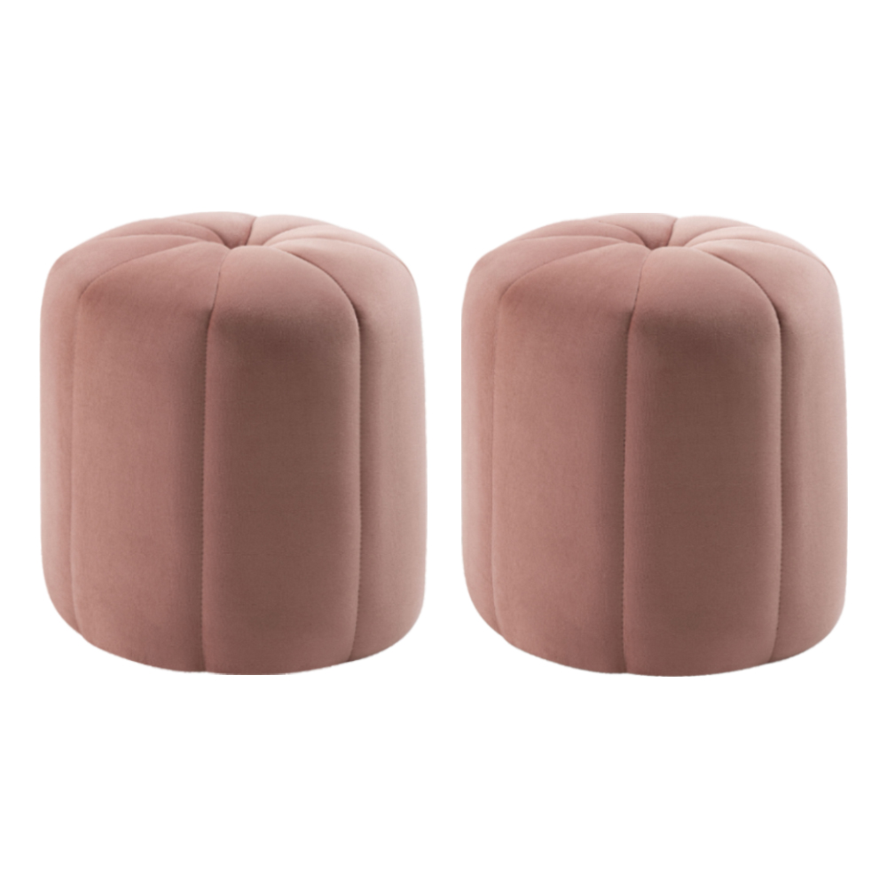 Kit 2 Puff Puf Para Sala P09 Veludo Rosa Dmobiliario