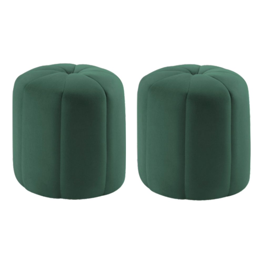 Kit 2 Puff Puf Para Sala P09 Veludo Verde Dmobiliario