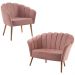 Kit Namoradeira e Poltrona Base Tauari 7049X7050 Veludo Rosa Dmobiliario