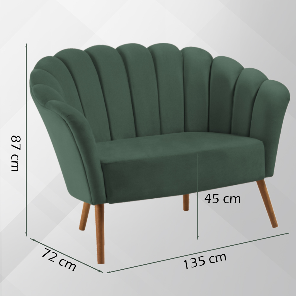 Kit Namoradeira e Poltrona Base Tauari 7049X7050 Veludo Verde Dmobiliario