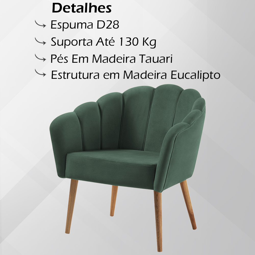 Kit Namoradeira e Poltrona Base Tauari 7049X7050 Veludo Verde Dmobiliario