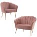 Kit Namoradeira e Poltrona Decorativa 7050X7049 Veludo Rosa Dmobiliario