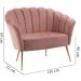 Kit Namoradeira e Poltrona Decorativa 7050X7049 Veludo Rosa Dmobiliario