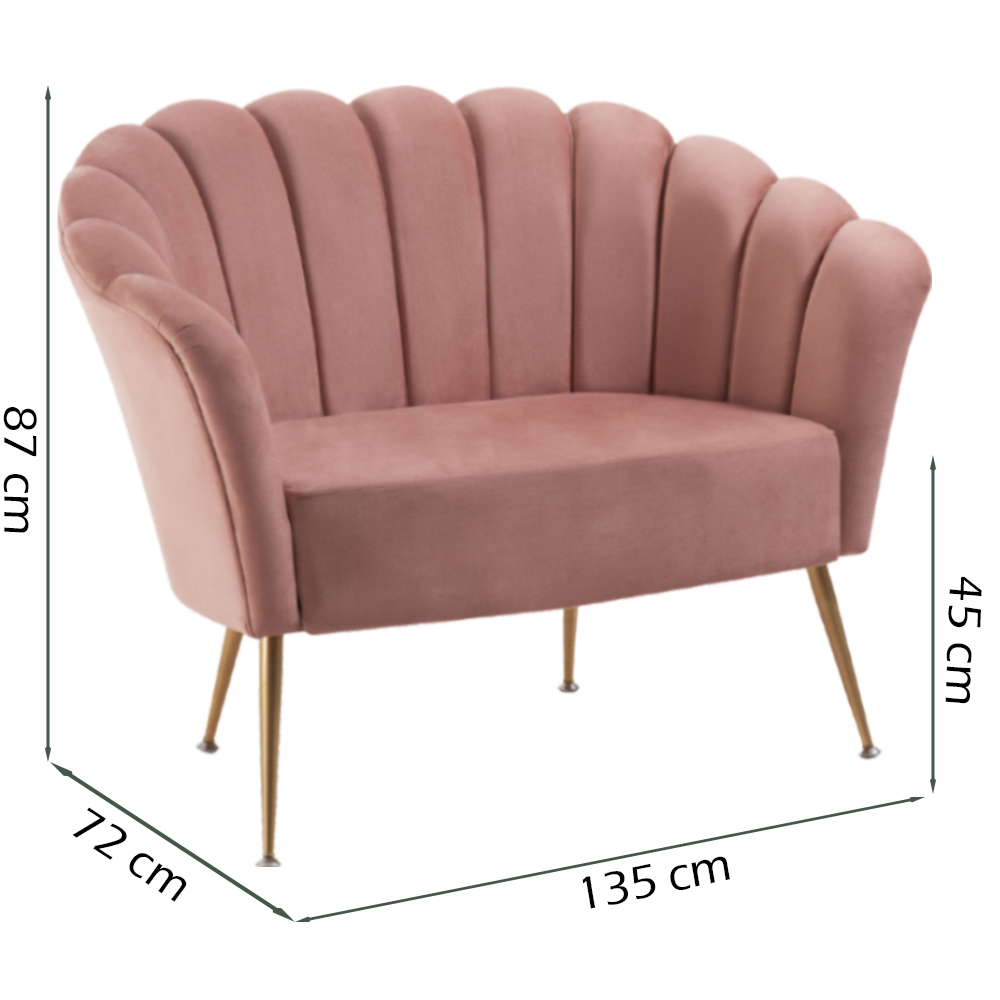 Kit Namoradeira e Poltrona Decorativa 7050X7049 Veludo Rosa Dmobiliario