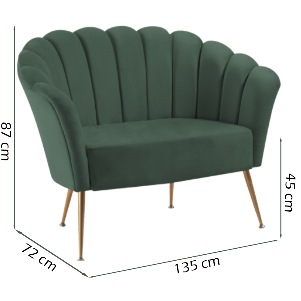 Kit Namoradeira e Poltrona Decorativa 7050X7049 Veludo Verde Dmobiliario