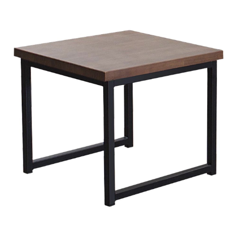 Mesa De Centro Ou Lateral Aço Preto I14 Madeira Taeda Castanho Dmobiliario