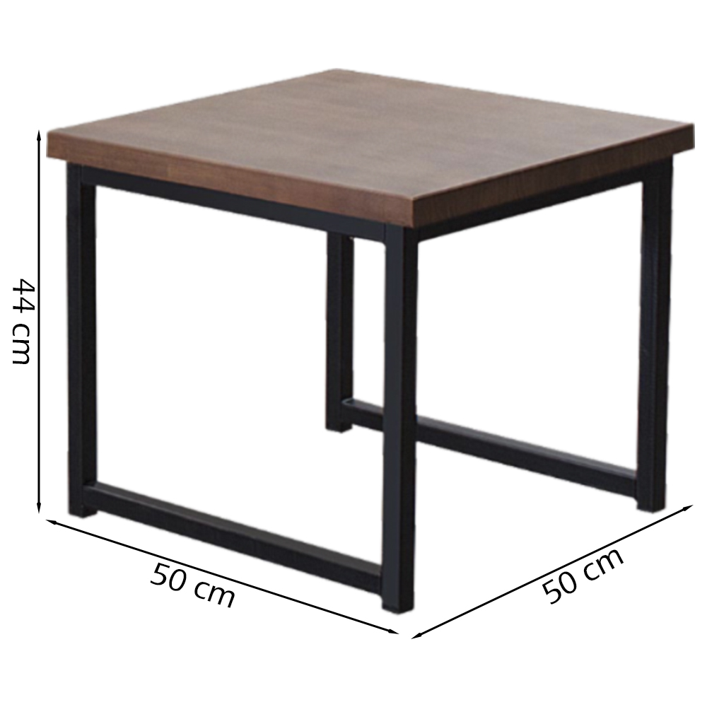 Mesa De Centro Ou Lateral Aço Preto I14 Madeira Taeda Castanho Dmobiliario