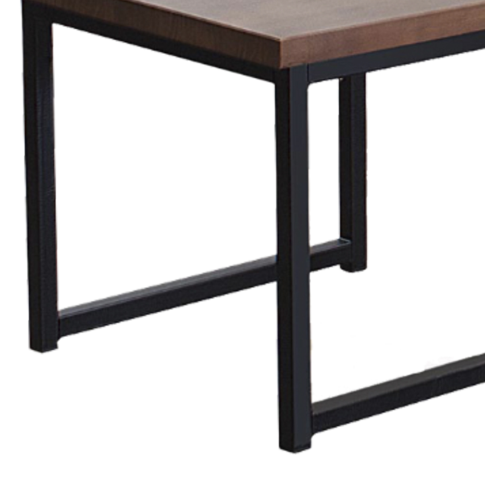 Mesa De Centro Ou Lateral Aço Preto I14 Madeira Taeda Castanho Dmobiliario