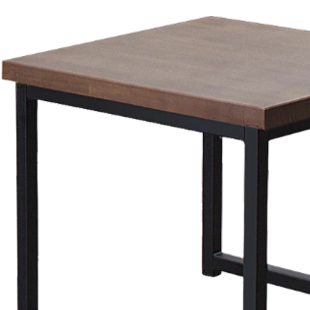 Mesa De Centro Ou Lateral Aço Preto I14 Madeira Taeda Castanho Dmobiliario