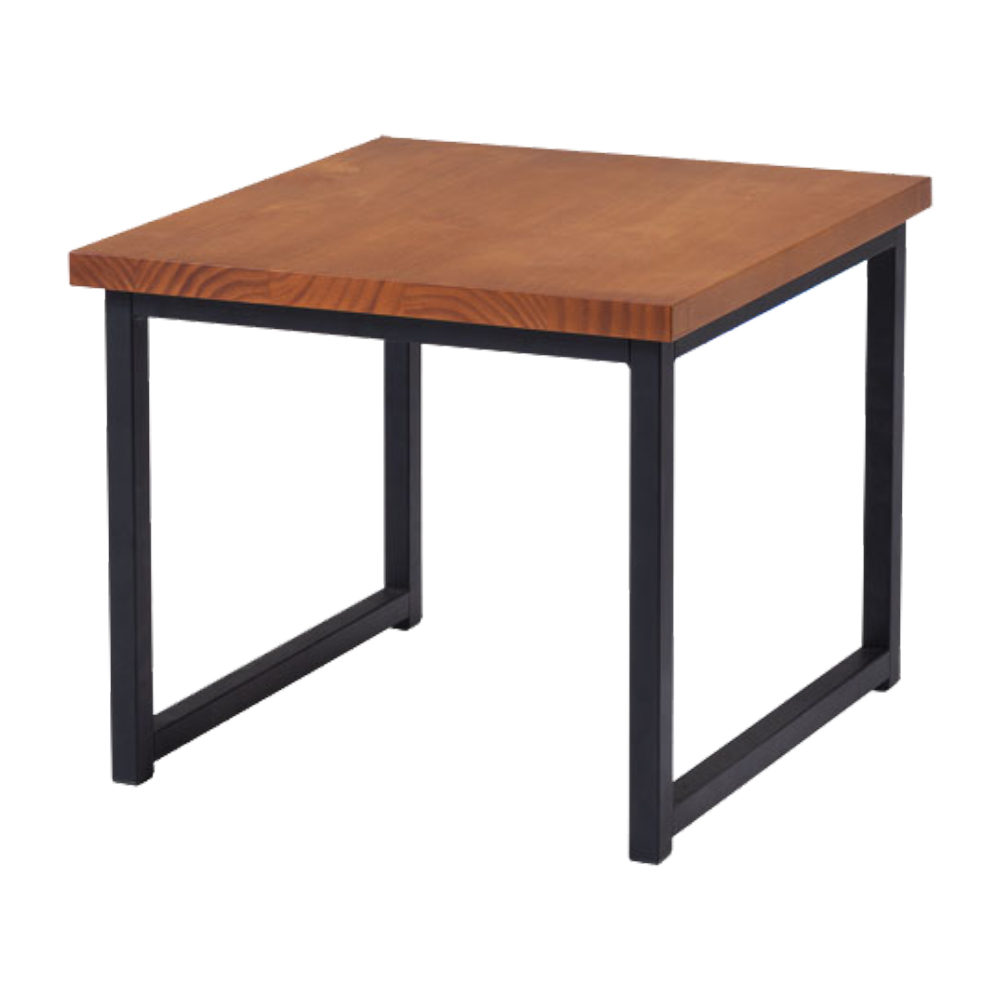 Mesa De Centro Ou Lateral Aço Preto I14 Madeira Taeda Mell Dmobiliario