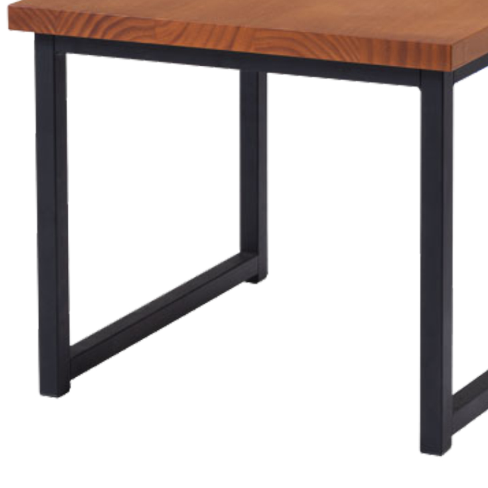 Mesa De Centro Ou Lateral Aço Preto I14 Madeira Taeda Mell Dmobiliario