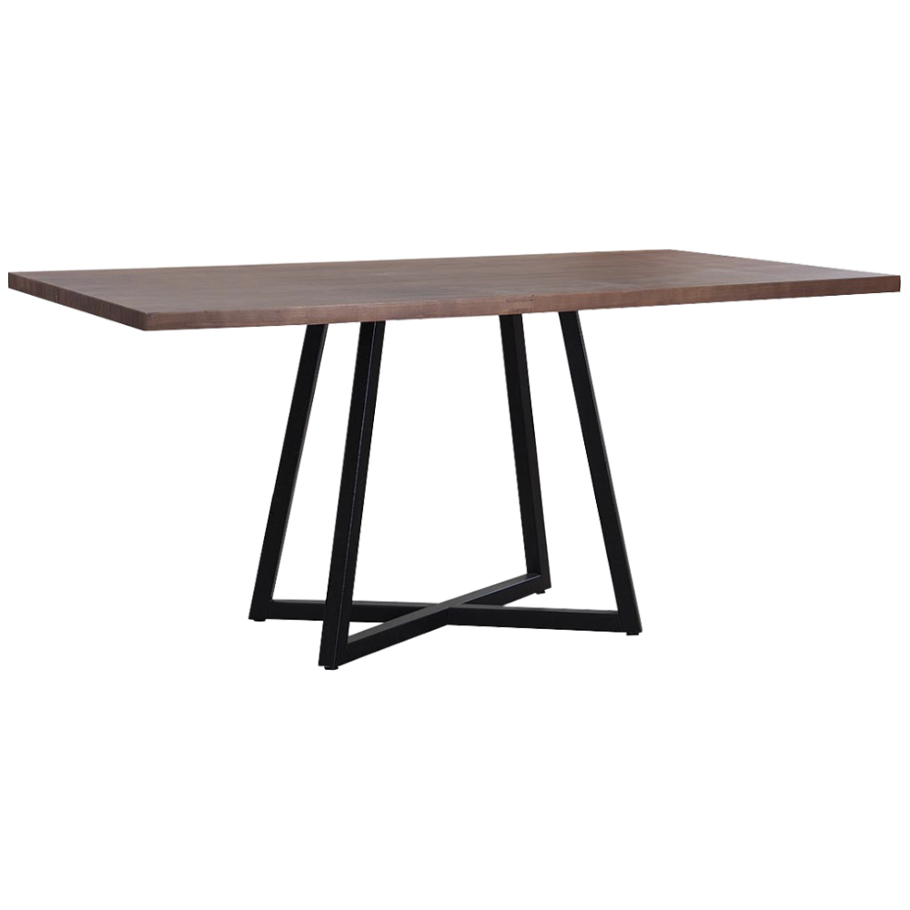 Mesa Jantar Cozinha I08 Madeira Teada 180X77 cm Castanho Aço Preto Dmobiliario