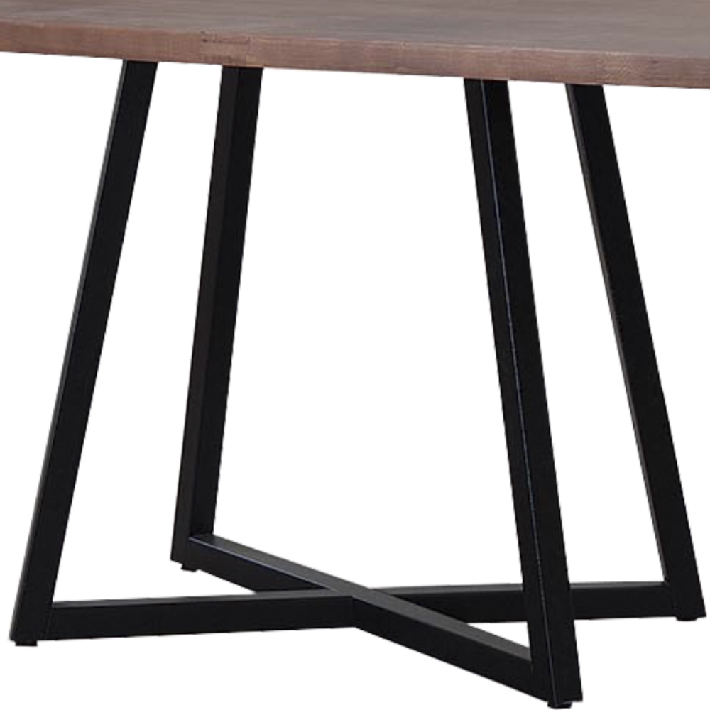 Mesa Jantar Cozinha I08 Madeira Teada 180X77 cm Castanho Aço Preto Dmobiliario