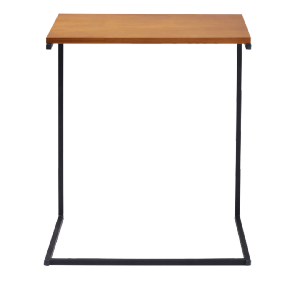 Mesa Lateral De Apoio Base Aço Preto I20 Mell Madeira Taeda Dmobiliario