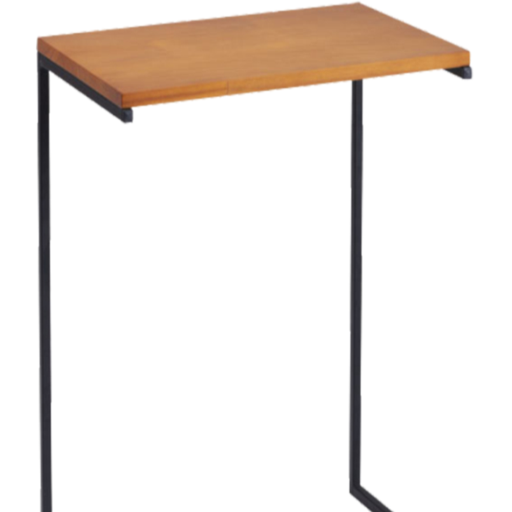 Mesa Lateral De Apoio Base Aço Preto I20 Mell Madeira Taeda Dmobiliario