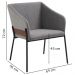 Poltrona Decorativa Base Em Aço Preto 7042 Linho Cinza Dmobiliario