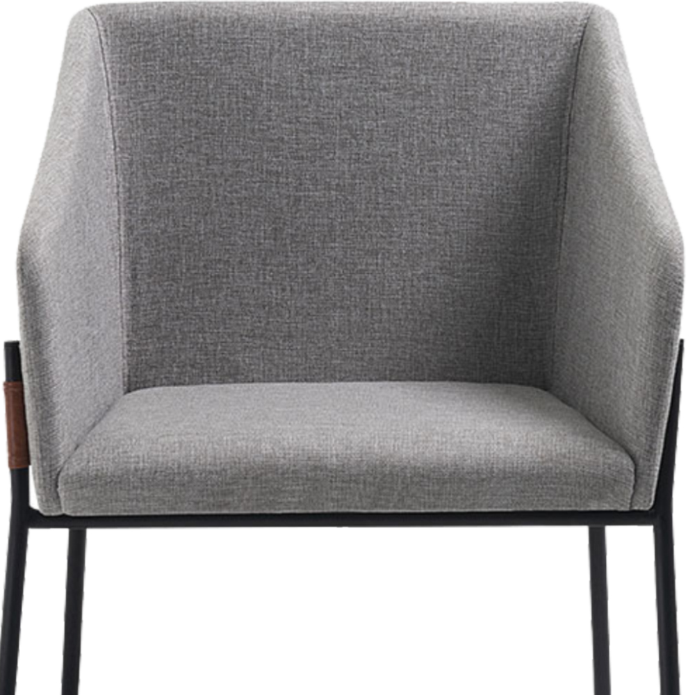 Poltrona Decorativa Base Em Aço Preto 7042 Linho Cinza Dmobiliario