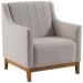 Poltrona Decorativa Base Madeira Mell 7046 Linho Bege Dmobiliario