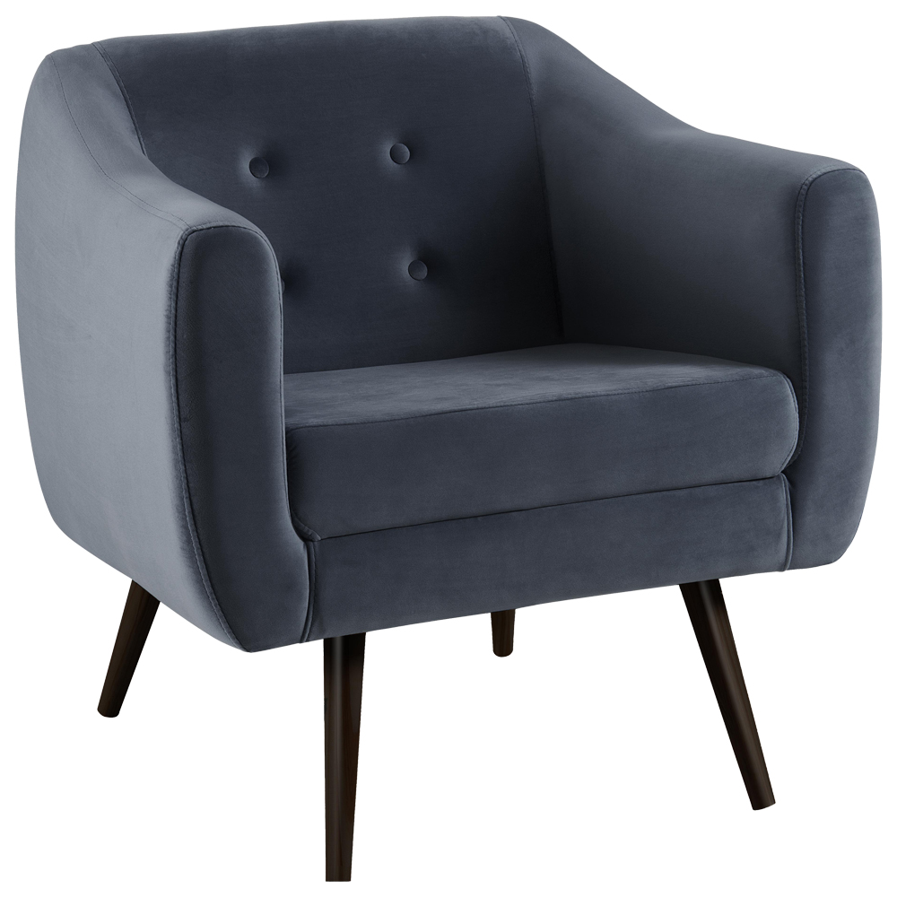 Poltrona Decorativa Base Tabaco 7015 Veludo Azul Marinho Dmobiliario