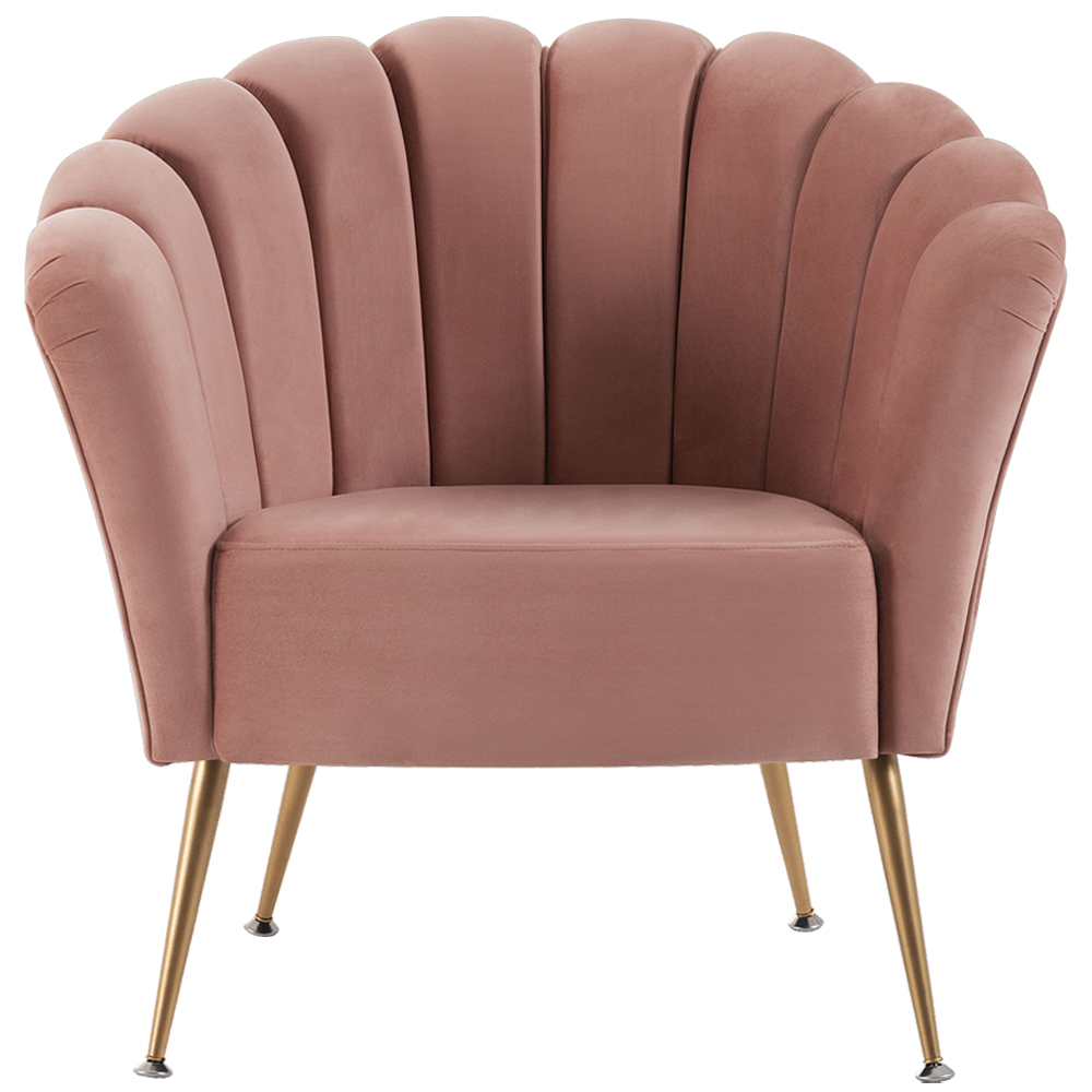 Poltrona Decorativa Pes Aço Dourado 7048 Veludo Rosa Dmobiliario