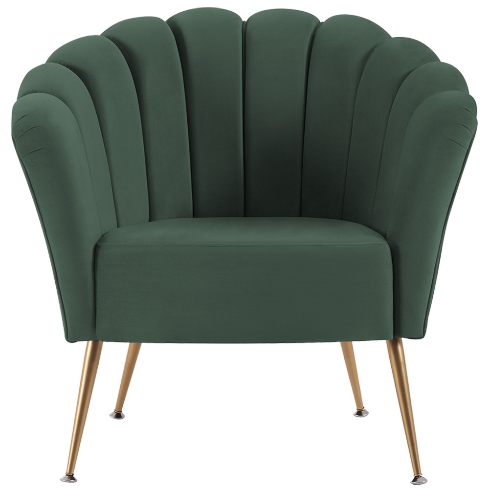 Poltrona Decorativa Pes Aço Dourado 7048 Veludo Verde Dmobiliario