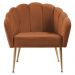 Poltrona Decorativa Pes Aço Dourado 7049 Veludo Caramelo Dmobiliario
