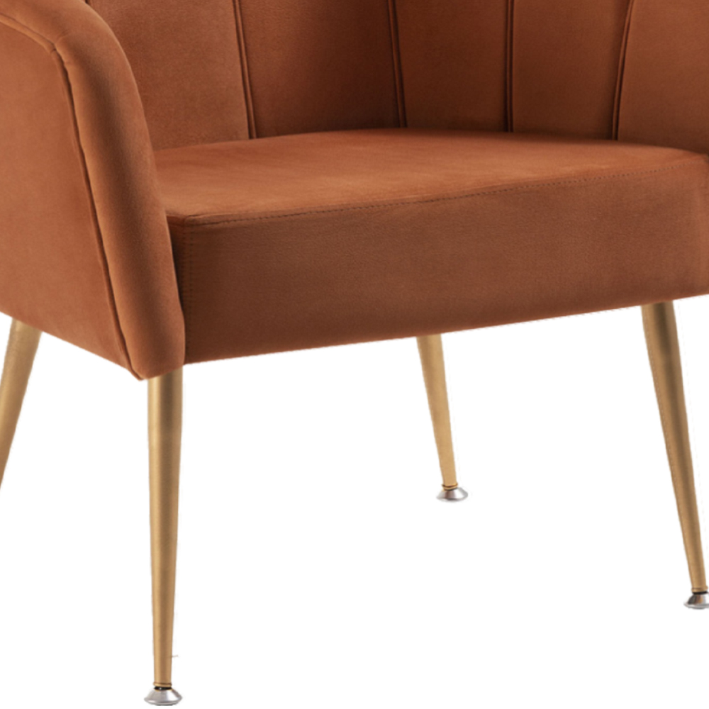 Poltrona Decorativa Pes Aço Dourado 7049 Veludo Caramelo Dmobiliario