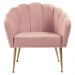 Poltrona Decorativa Pes Aço Dourado 7049 Veludo Rosa Dmobiliario