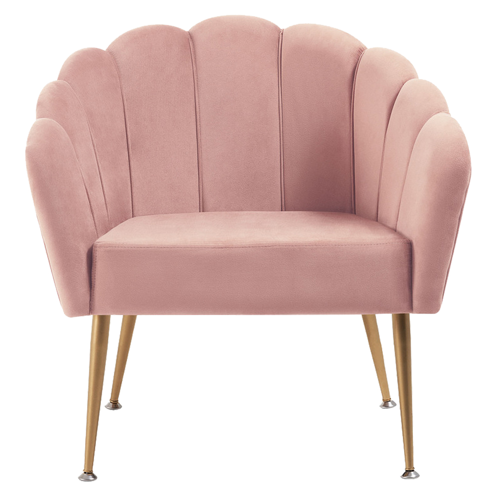 Poltrona Decorativa Pes Aço Dourado 7049 Veludo Rosa Dmobiliario