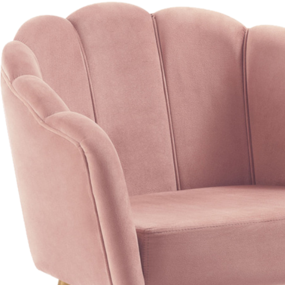 Poltrona Decorativa Pes Aço Dourado 7049 Veludo Rosa Dmobiliario
