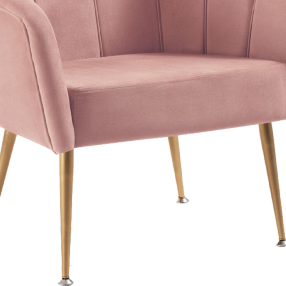 Poltrona Decorativa Pes Aço Dourado 7049 Veludo Rosa Dmobiliario