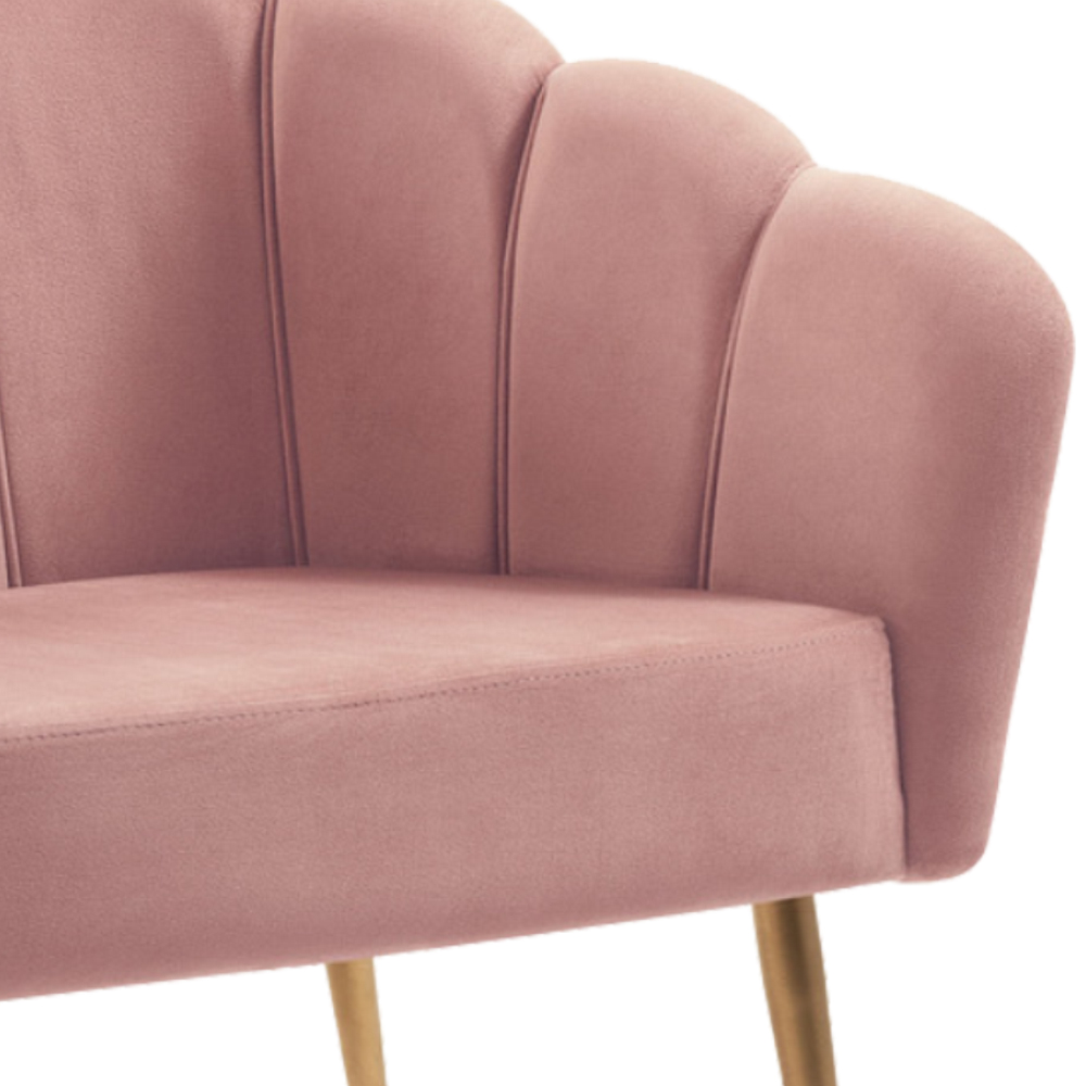 Poltrona Decorativa Pes Aço Dourado 7049 Veludo Rosa Dmobiliario