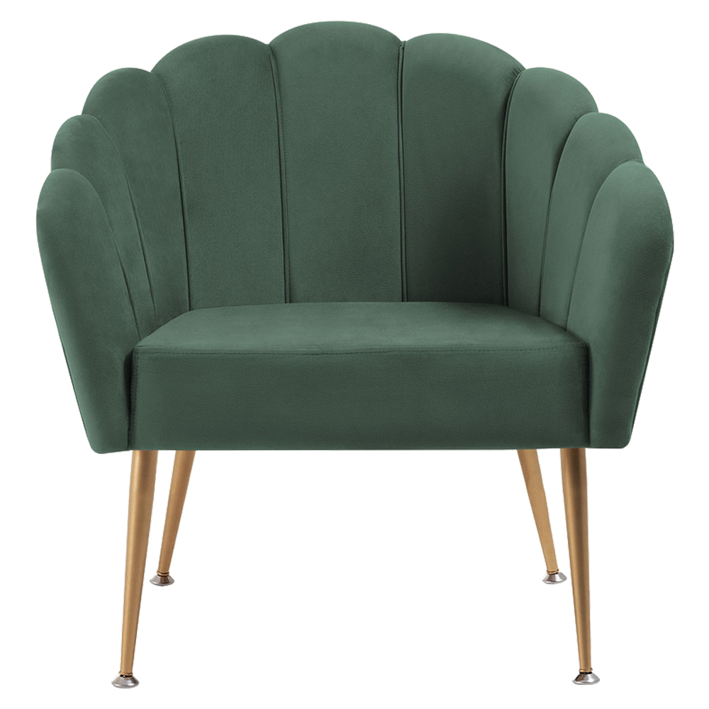 Poltrona Decorativa Pes Aço Dourado 7049 Veludo Verde Dmobiliario
