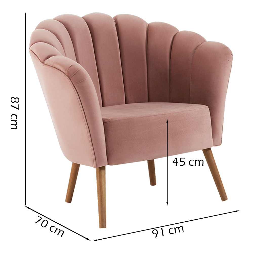 Poltrona Decorativa Pes Tauari 7048 Veludo Rosa Dmobiliario