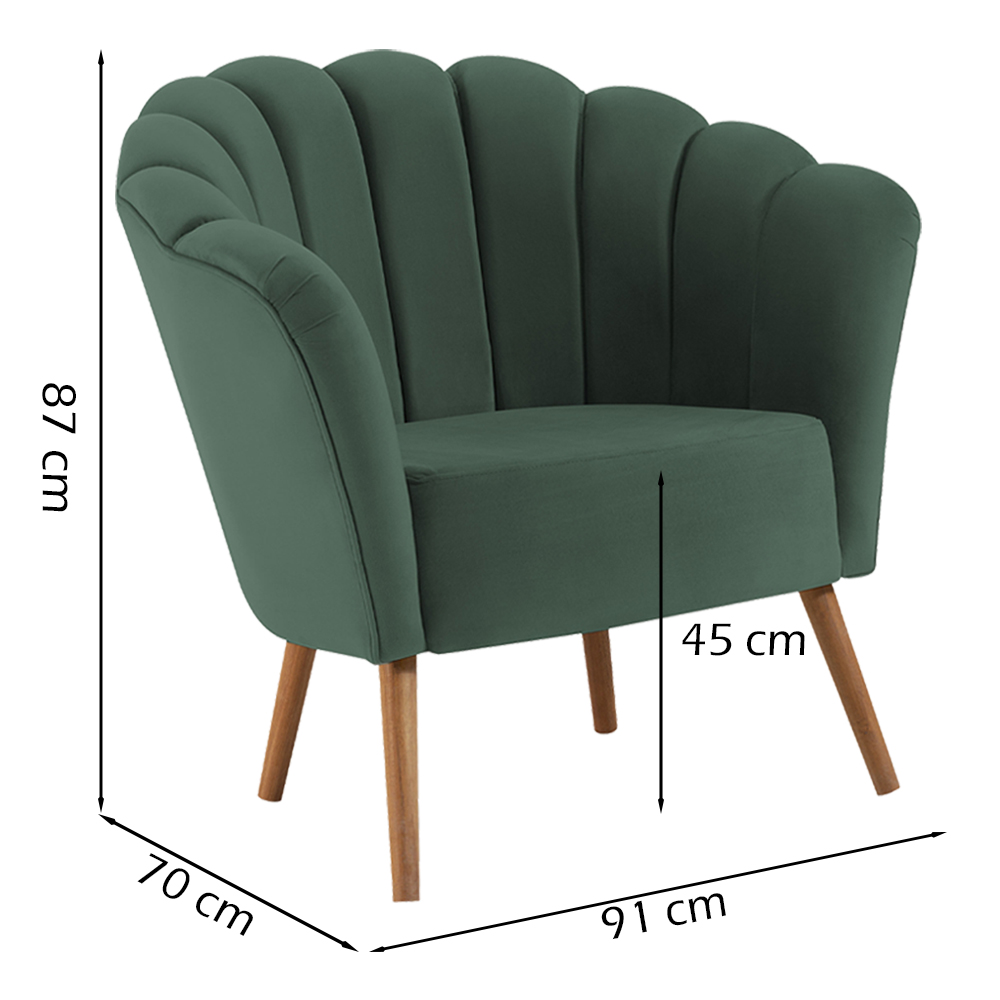 Poltrona Decorativa Pes Tauari 7048 Veludo Verde Dmobiliario